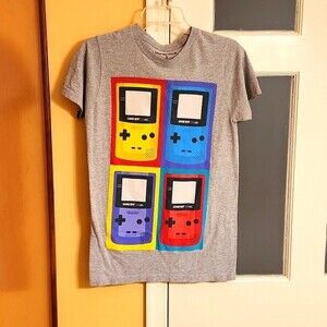 Game Boy Color Graphic Gray T-Shirt Size S